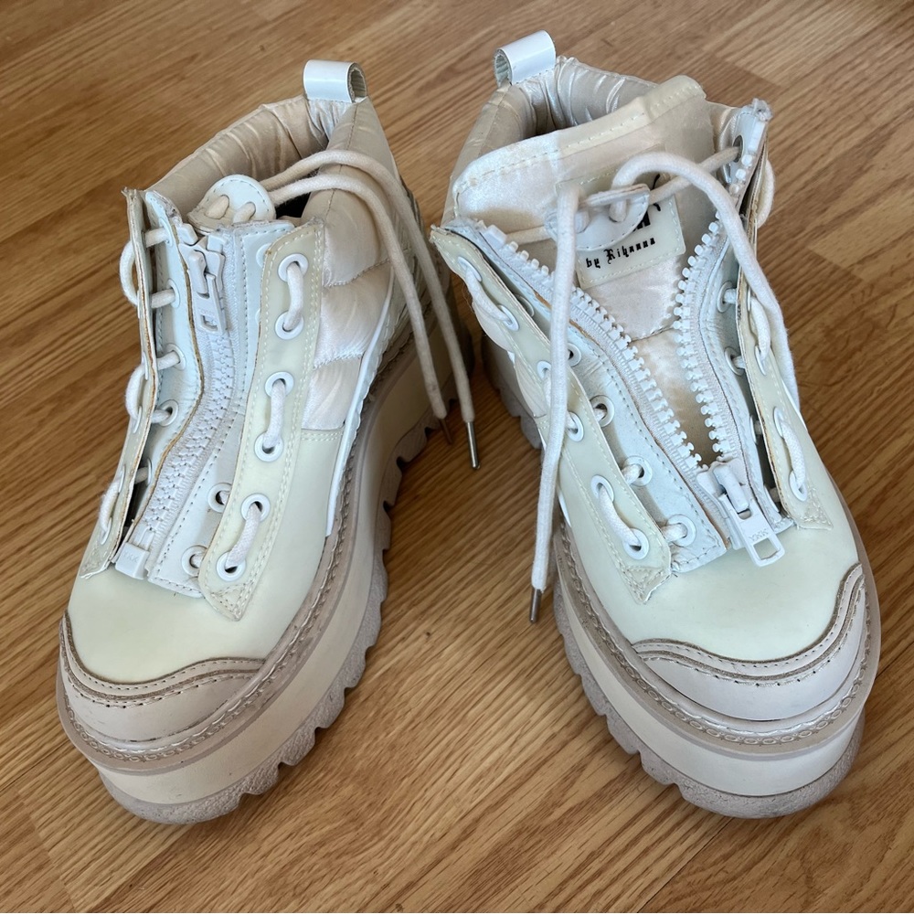 Rihanna fenty x puma platform zip sneaker boot in marshmallow